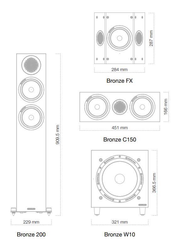 Monitor audio Bronze speaker dimentions