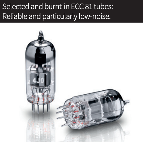 Selected and burnt-in ECC 81 tubes: Reliable and particularly low-noise.